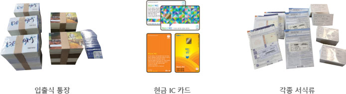 입출식 통장, 현금 IC카드, 각종 서식류